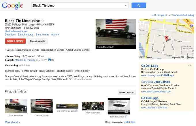 Highly Optimized Google Places Listing