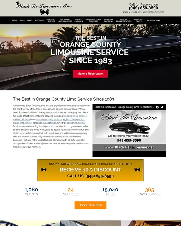 Black Tie Limousine Website
