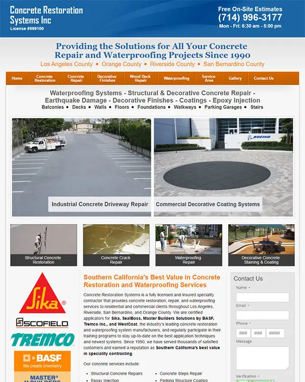 Concrete Restoration Systems Inc Placentia, CA