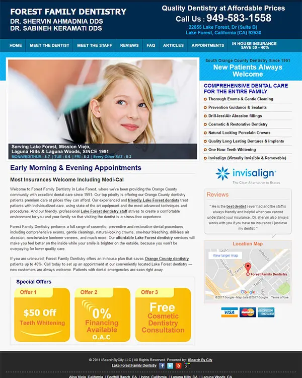 Family Dentistry Website Optimization