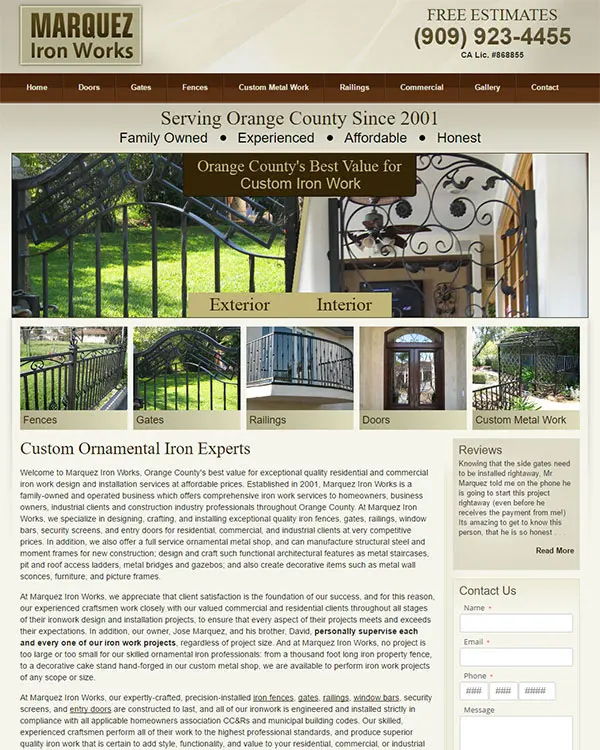 Optimized Website - Marquez Iron Works