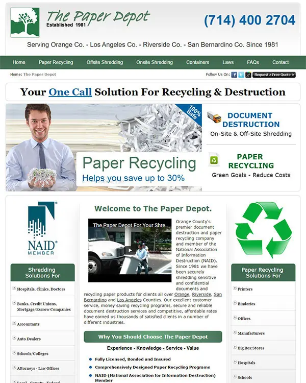 The Paper Depot, CA Website