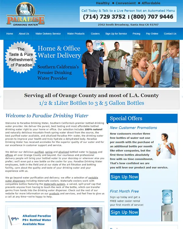 Paradise Drinking Water Website