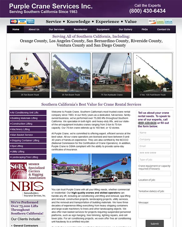 Purple Crane Services Website