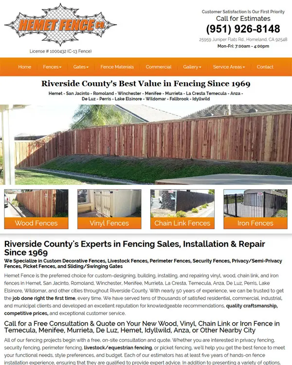 Hemet Fence Homeland, CA